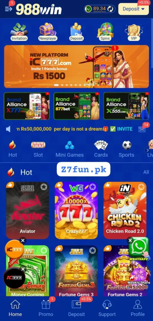 988win game Download interface
