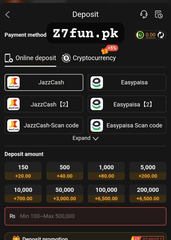 Deposit JazzCash Easypaisa