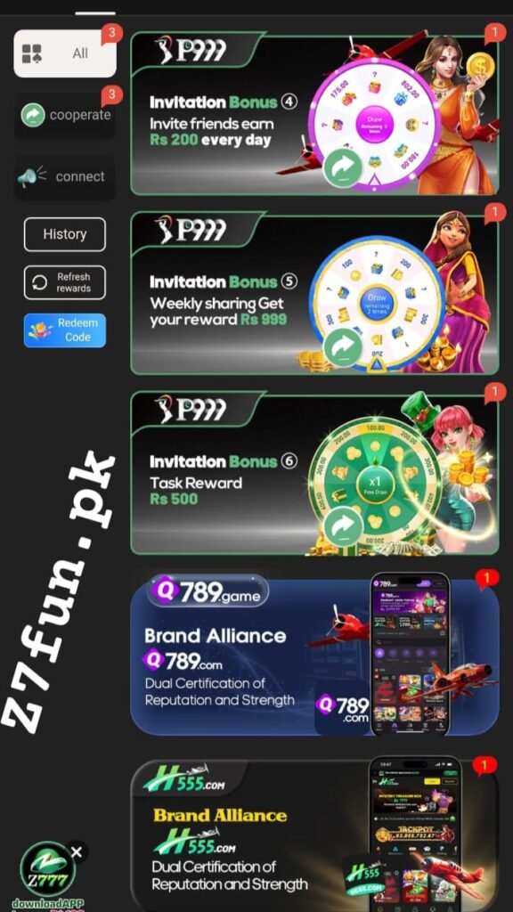 promotions page showing latest bonus offers Pakistan